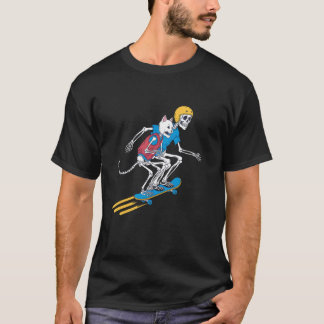 T-shirt Jouer au skateboard de Skeleton Skateboarder