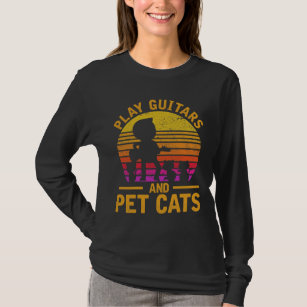 T-shirt Jouer aux guitares Pet Cats Musicien Cute Kitten L
