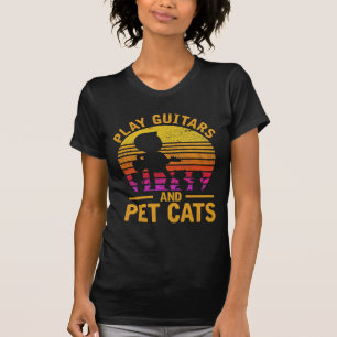 T-shirt Jouer aux guitares Pet Cats Musicien Cute Kitten L