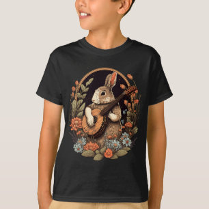T-shirt Jouer Banjo Guitare Musique Rabbit Happy