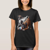T-shirt Jouer Chiens de Boxer et Ball : Amusant dans chaqu (Devant)