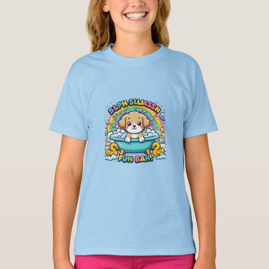 T-shirt Jouer Chiot dans un bain de bulle (Devant)