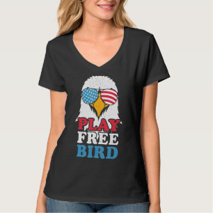 T-shirt Jouer Free Bird Usa American Flag 4 juillet Quatre