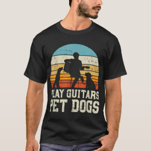 T-shirt Jouer Guitares Animaux de compagnie Chien Rétro Mu
