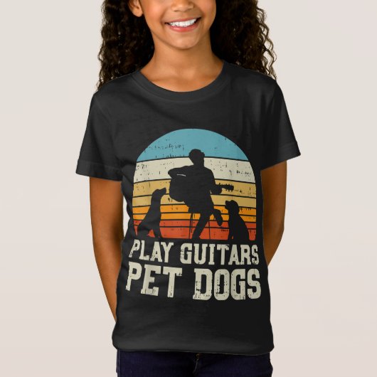 T-Shirt Jouer Guitares Animaux de compagnie Chien Rétro Mu (Devant)