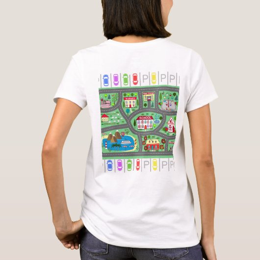 T-shirt Jouer la course de voiture sur le dos de maman (Dos)