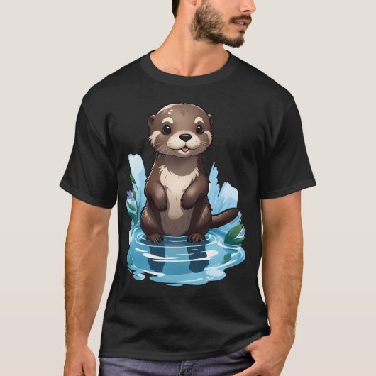 T-shirt Jouer Mignonne Otter (Devant)