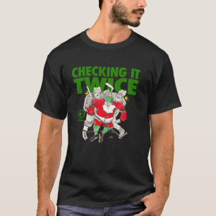 T-shirt Jouer Père Noël Fort Vérifier Il Deux Fois Hockey