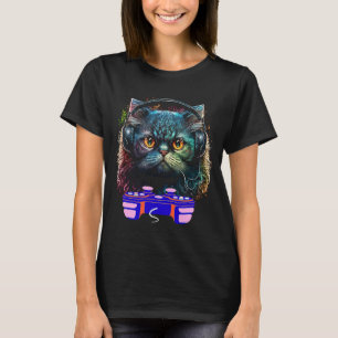 T-shirt Jouer Perse Chat Joueur Vidéo Animal Hommes