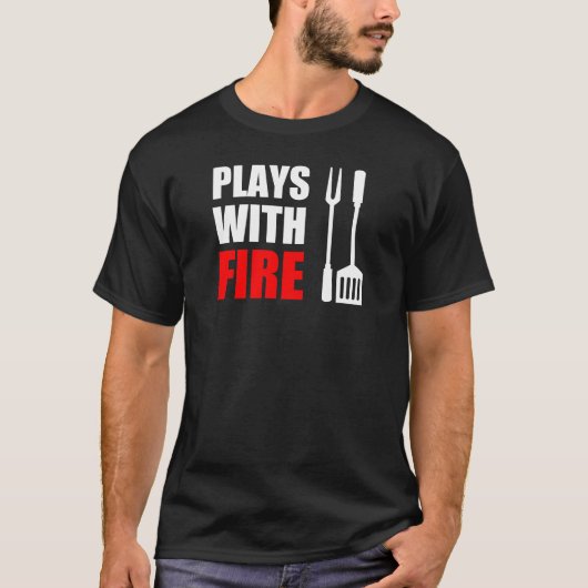 T-shirt Joues avec Grill Feu (EN FOND) (Devant)