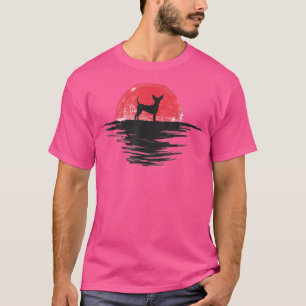 T-shirt Jouet de Terrier Japonais Coucher de soleil Retro 