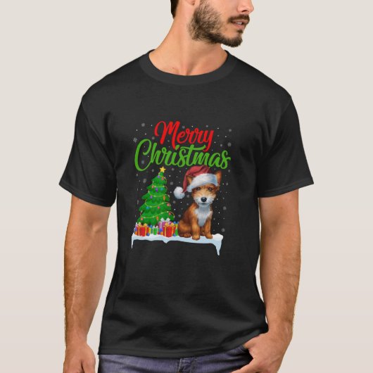 T-shirt Jouet Fox Terrier Chien Noël Arbre Lumière Chien d (Devant)