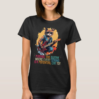 T-shirt Jouet Guitare Chat Drôle pour Animaux Rock'n Roll