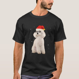 T-shirt Jouet Poodé Dans Noël Chapeau de Père Noël Avec Fa