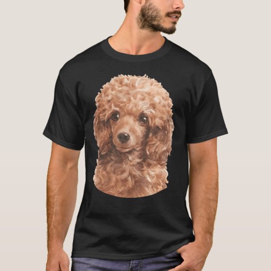 T-shirt Jouet rouge Poodle aquarelle Art (Devant)