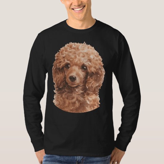 T-shirt Jouet rouge Poodle aquarelle Art (Devant)
