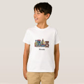 T-shirt Jouets en bois avec train, voilier et ours en pelu (Devant entier)