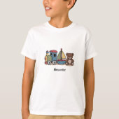 T-shirt Jouets en bois avec train, voilier et ours en pelu (Devant)