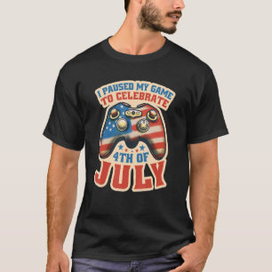 T-shirt Joueur 4 juillet Drapeau Américain Jeu Garçons Fil