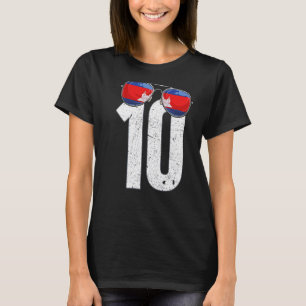 T-shirt Joueur cambodgien de football Numéro 10 Drapeau ca