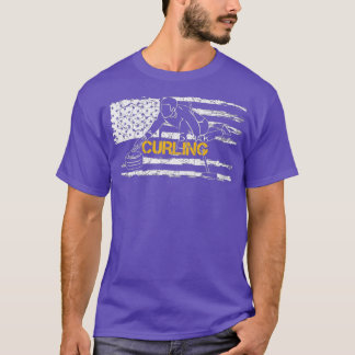 T-shirt Joueur Curler vintage USA American Flag