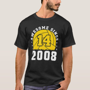 T-shirt Joueur De 14E Anniversaire De Volley-Ball 14 Ans
