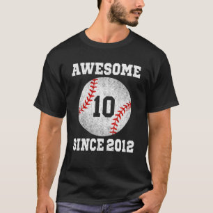 T-shirt Joueur De Baseball 10E Anniversaire 10 Ans Vintage