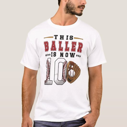 T-shirt Joueur de baseball 10e anniversaire Joueur de base (Devant)