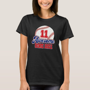 T-shirt Joueur de baseball 11e anniversaire 11 ans Vintage