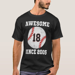 T-shirt Joueur de baseball 18e anniversaire 18 ans Vintage