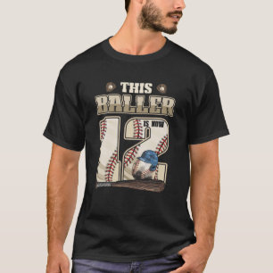 T-shirt Joueur De Baseball Âgé De 12E Anniversaire
