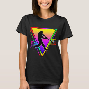 T-shirt Joueur de Baseball Arc-en-ciel Coloré Rétro Vintag