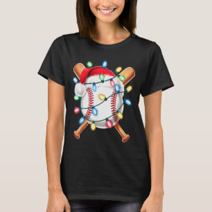 T-shirt Joueur de baseball de Noël Chapeau de Père Noël Ho