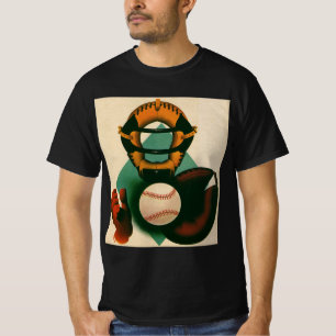 T-shirt Joueur de baseball de sport vintage, receveur avec