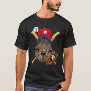 T-shirt Joueur de baseball dinosaure Rex Lanceur Receveur