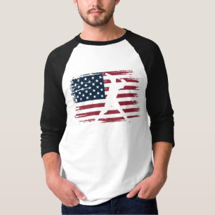 T-shirt Joueur de baseball Drapeau américain USA Camo Patr
