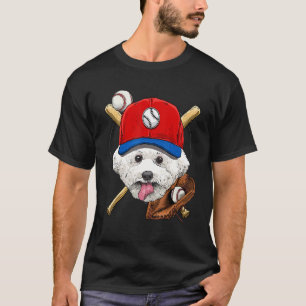 T-shirt Joueur de baseball entraîne Bichon Frise Chien Ani