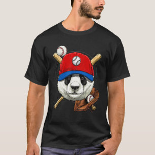 T-shirt Joueur de baseball Géant Panda Lanceur Receveur Ba