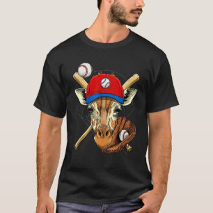T-shirt Joueur de baseball Girafe Lanceur Receveur Basebal