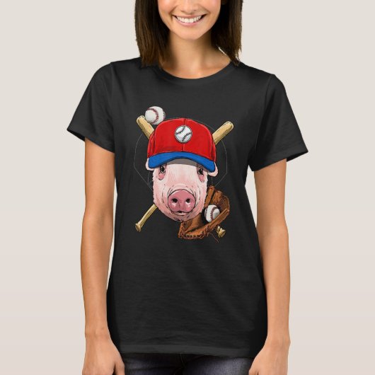 T-shirt Joueur de baseball Pig Farmer Pitcher Catcher Base (Devant)