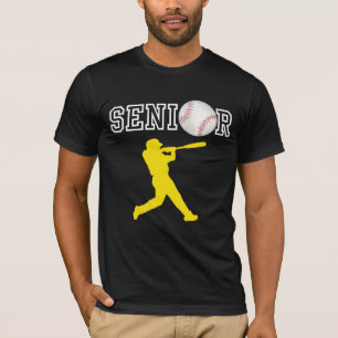 T-shirt Joueur de baseball senior avec silhouette jaune