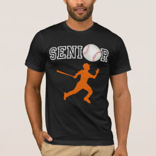 T-shirt Joueur de baseball senior avec silhouette orange