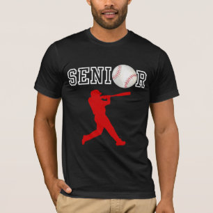 T-shirt Joueur de baseball senior avec silhouette rouge