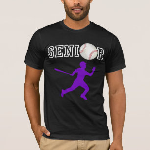 T-shirt Joueur de baseball senior avec silhouette violette