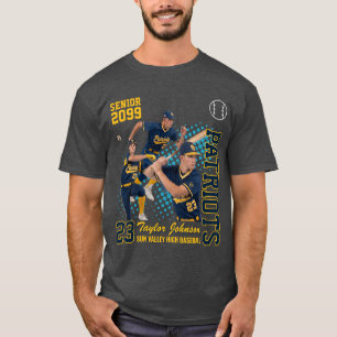 T-shirt Joueur de baseball senior Collage photo personnali