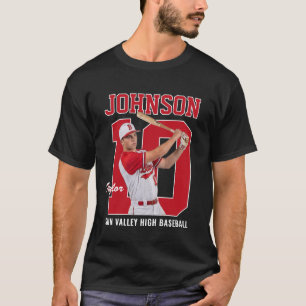 T-shirt Joueur de baseball senior numéro photo personnalis