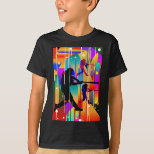 T-shirt Joueur de baseball silhouette géométrique moderne