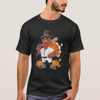 T-shirt Joueur de baseball Turquie Drôle Thanksgiving Garç
