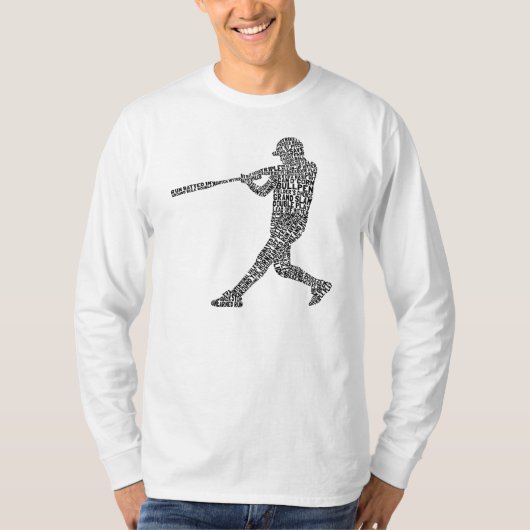 T-shirt Joueur de baseball typographique de softball Tee (Devant)
