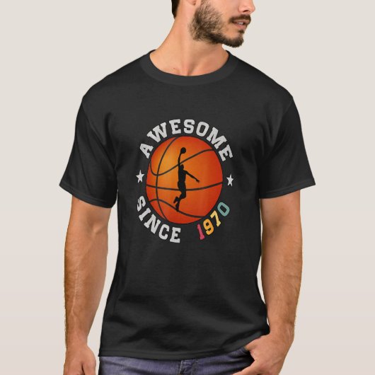T-shirt Joueur De Basket Anniversaire 52 Ans Awesome Si (Devant)